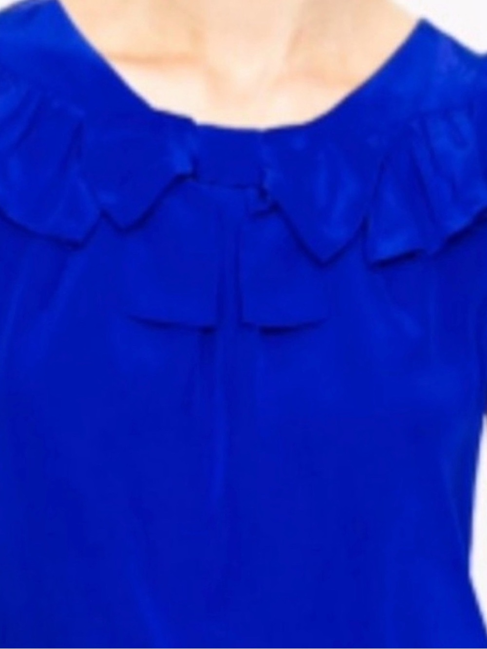J Crew Silk Royal Blue Bow Neck Blouse
